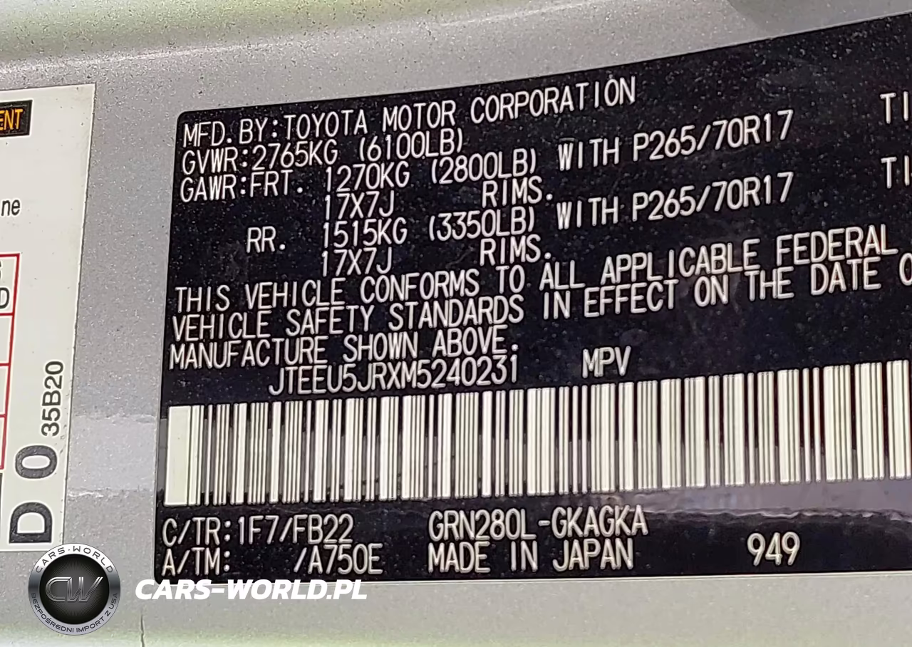 2021 Toyota 4Runner Sr5 VIN:JTEEU5JRXM5240231 - 9