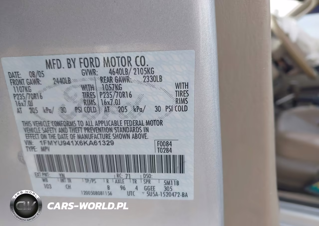 2006 Ford Escape Limited VIN:1FMYU941X6KA61329 - 9