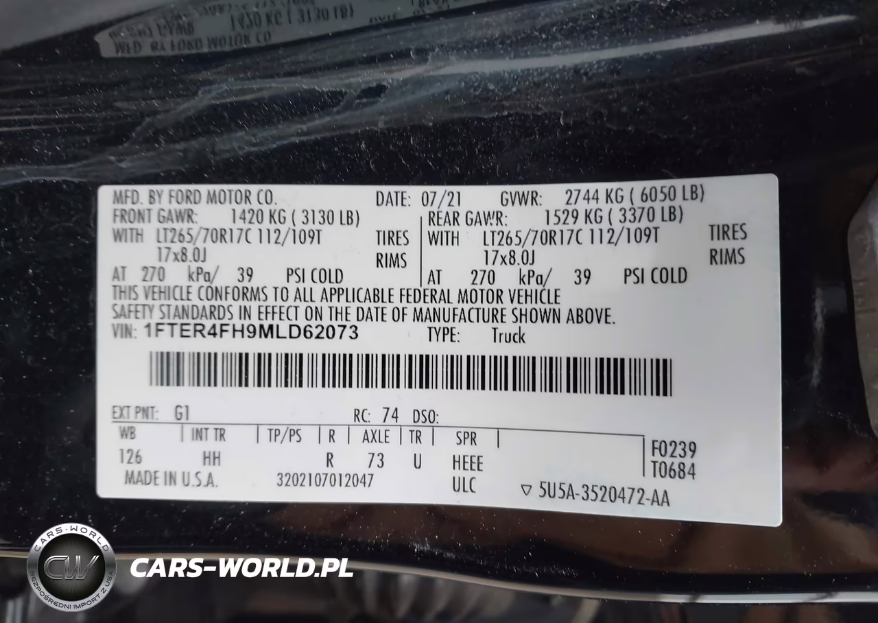 2021 Ford Ranger Lariat VIN:1FTER4FH9MLD62073 - 9