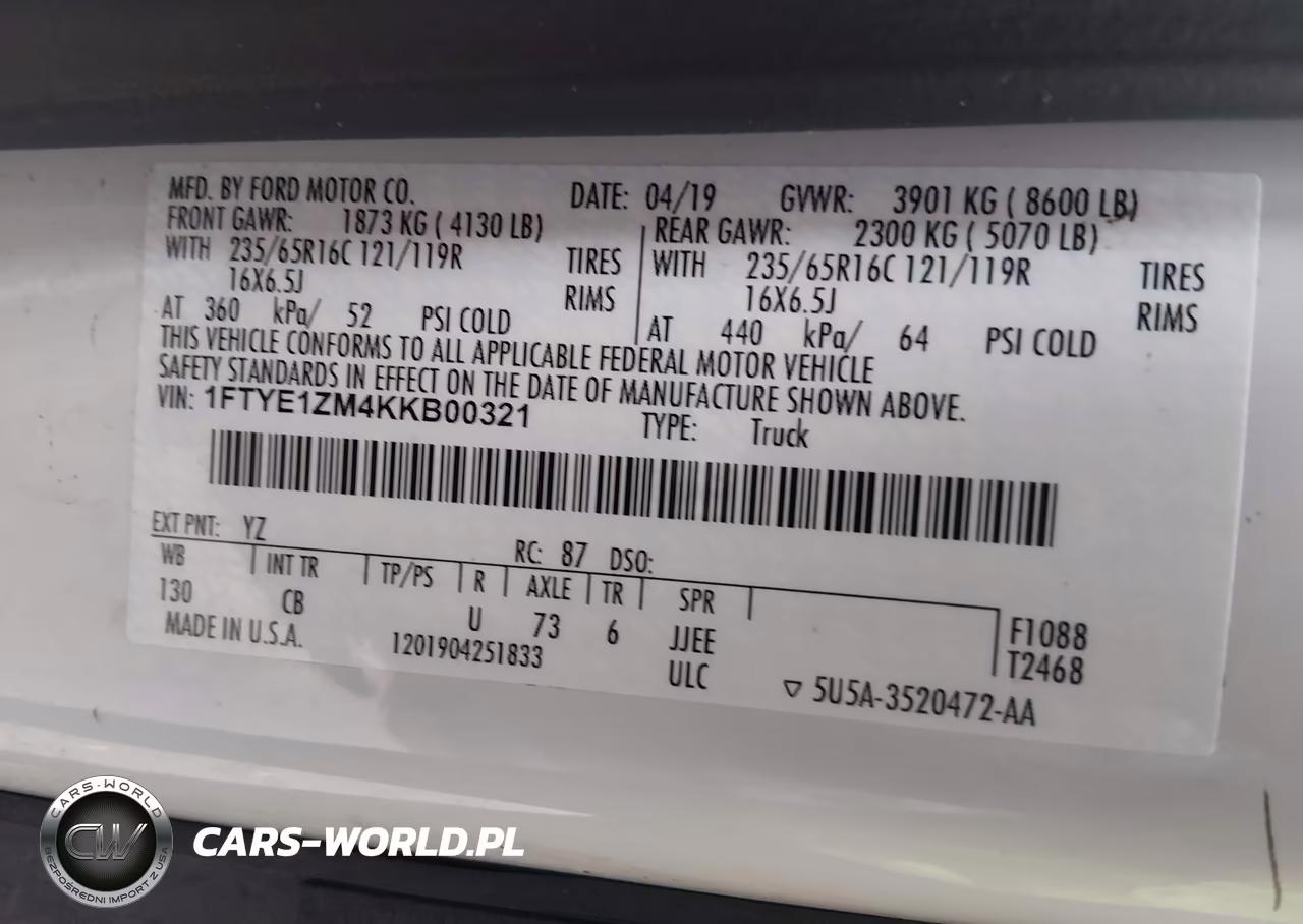 2019 Ford Transit-150 VIN:1FTYE1ZM4KKB00321 - 9