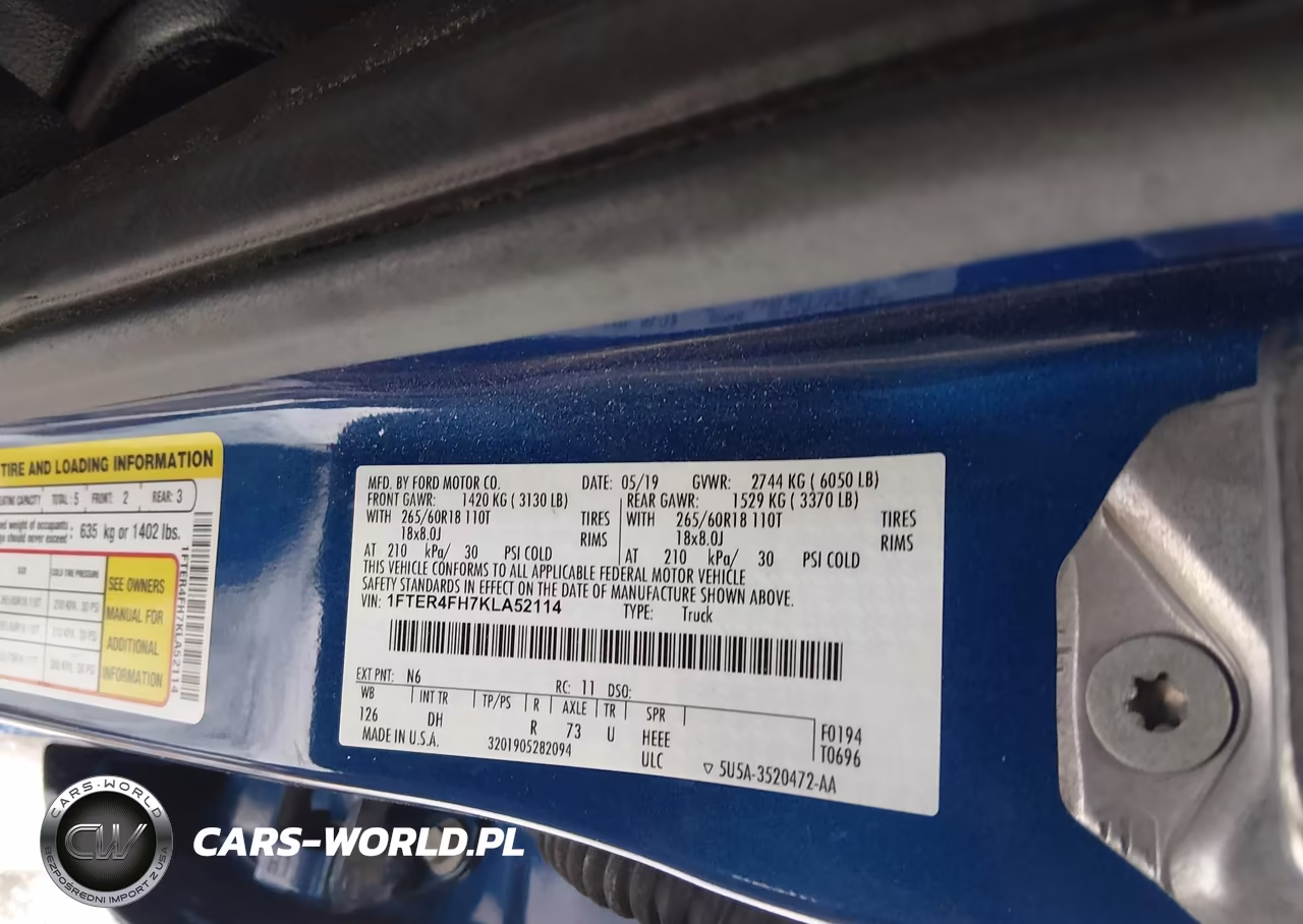 2019 Ford Ranger Lariat VIN:1FTER4FH7KLA52114 - 9