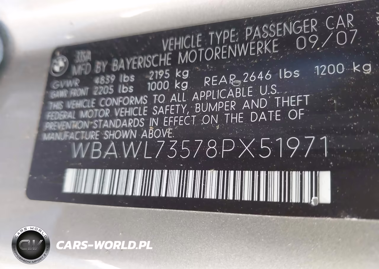 2008 BMW 335I VIN:WBAWL73578PX51971 - 9
