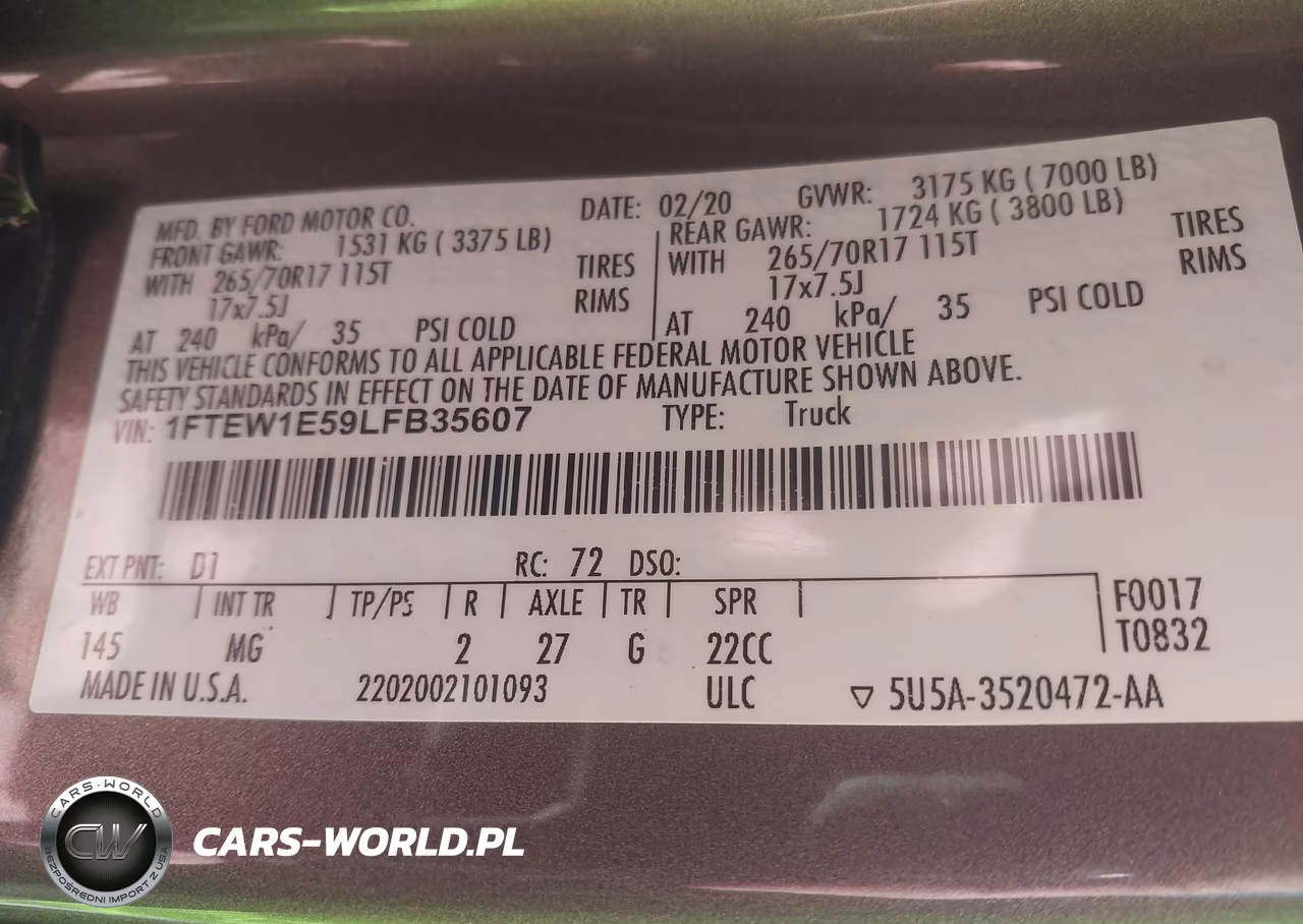 2020 Ford F-150 Xlt VIN:1FTEW1E59LFB35607 - 9