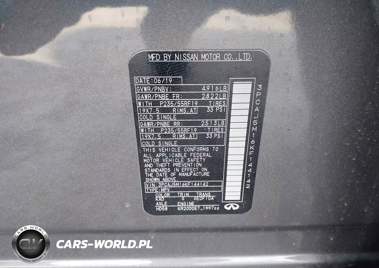 2019 Infiniti Qx50 Luxe VIN:3PCAJ5M16KF144142 - 9