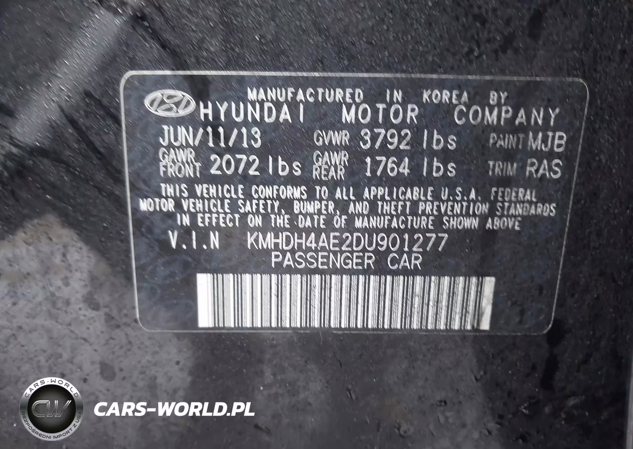2013 Hyundai Elantra Gls VIN:KMHDH4AE2DU901277 - 9