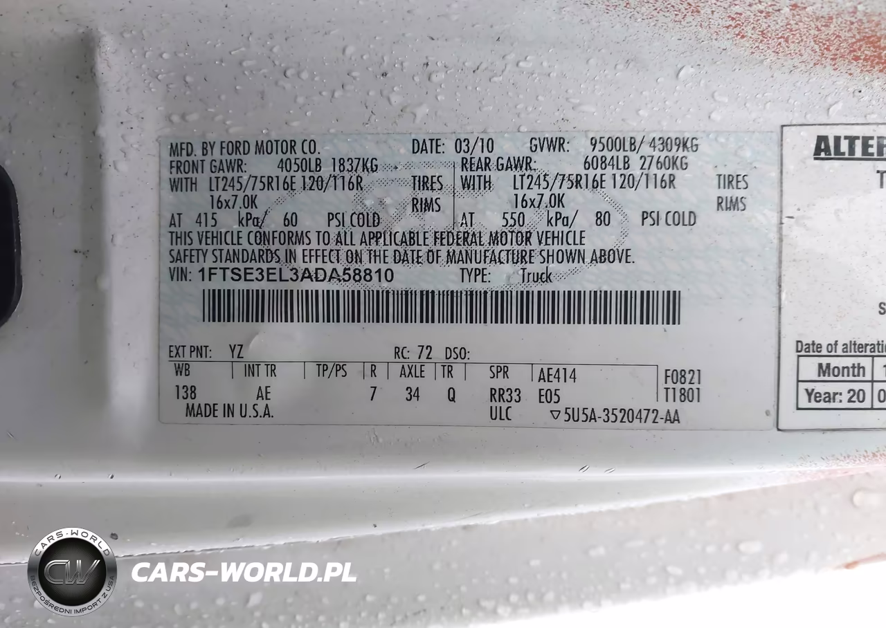 2010 Ford E-350 Super Duty Commercial-Recreational VIN:1FTSE3EL3ADA58810 - 9