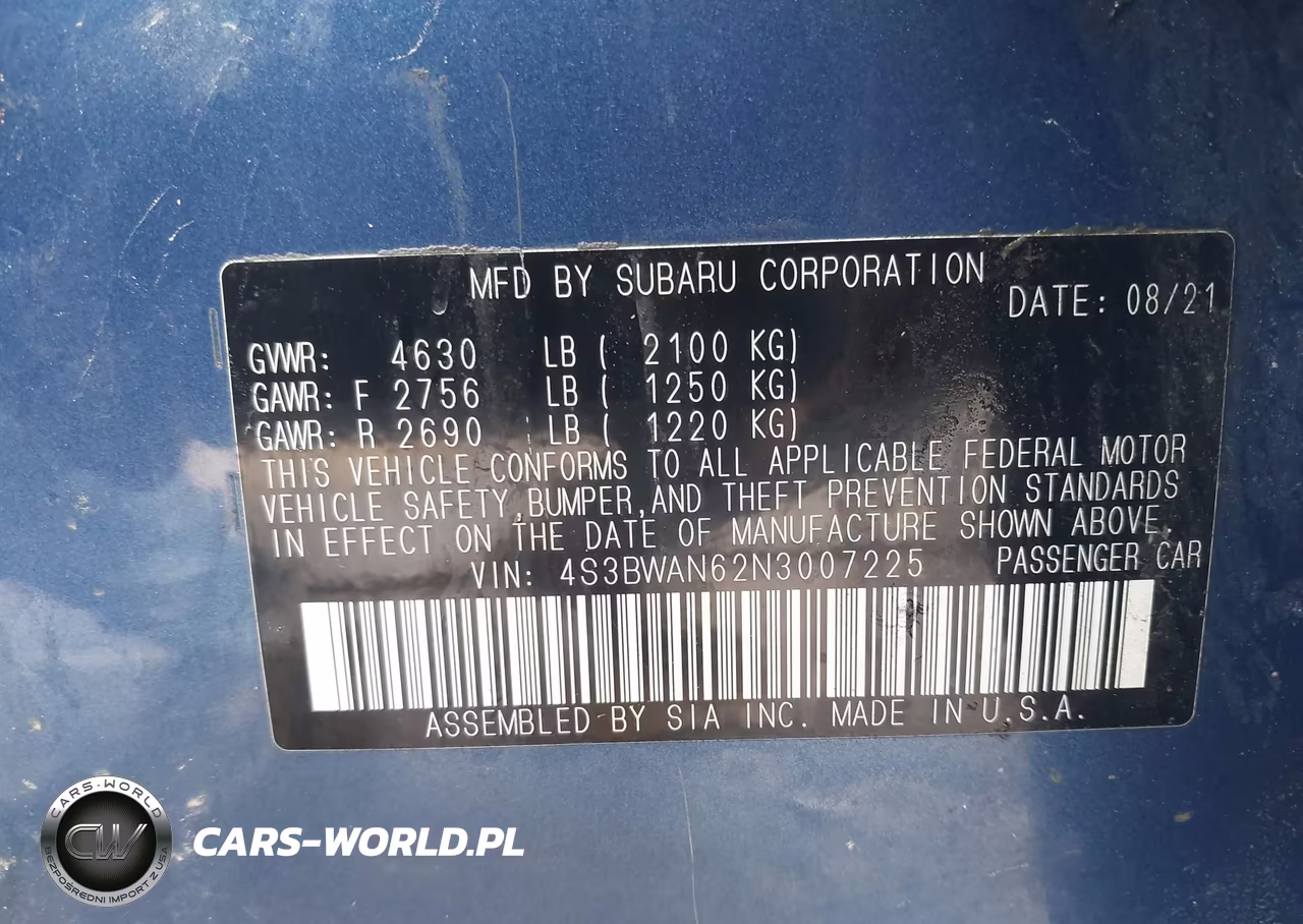 2022 Subaru Legacy Limited VIN:4S3BWAN62N3007225 - 9