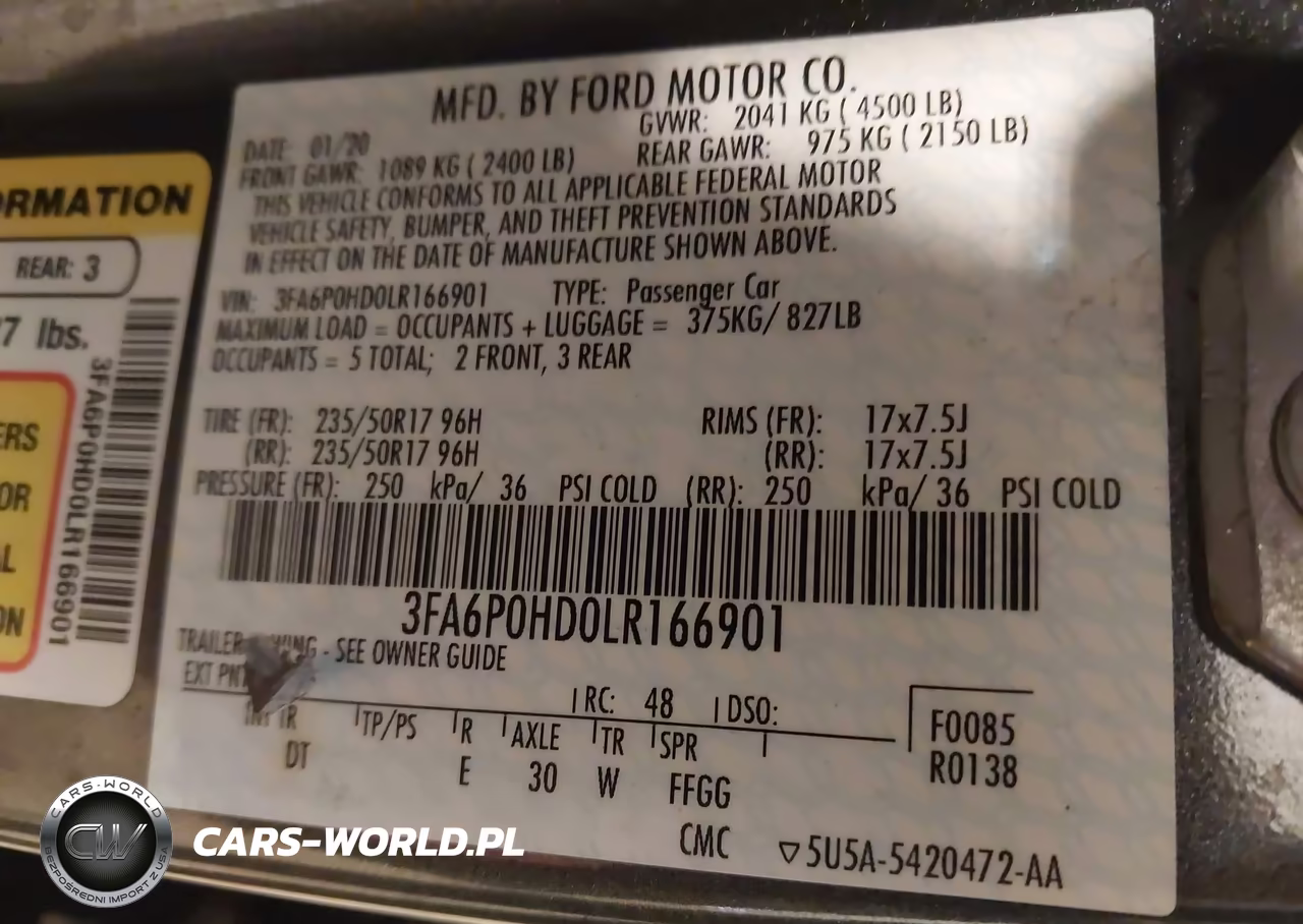 2020 Ford Fusion Se VIN:3FA6P0HD0LR166901 - 9