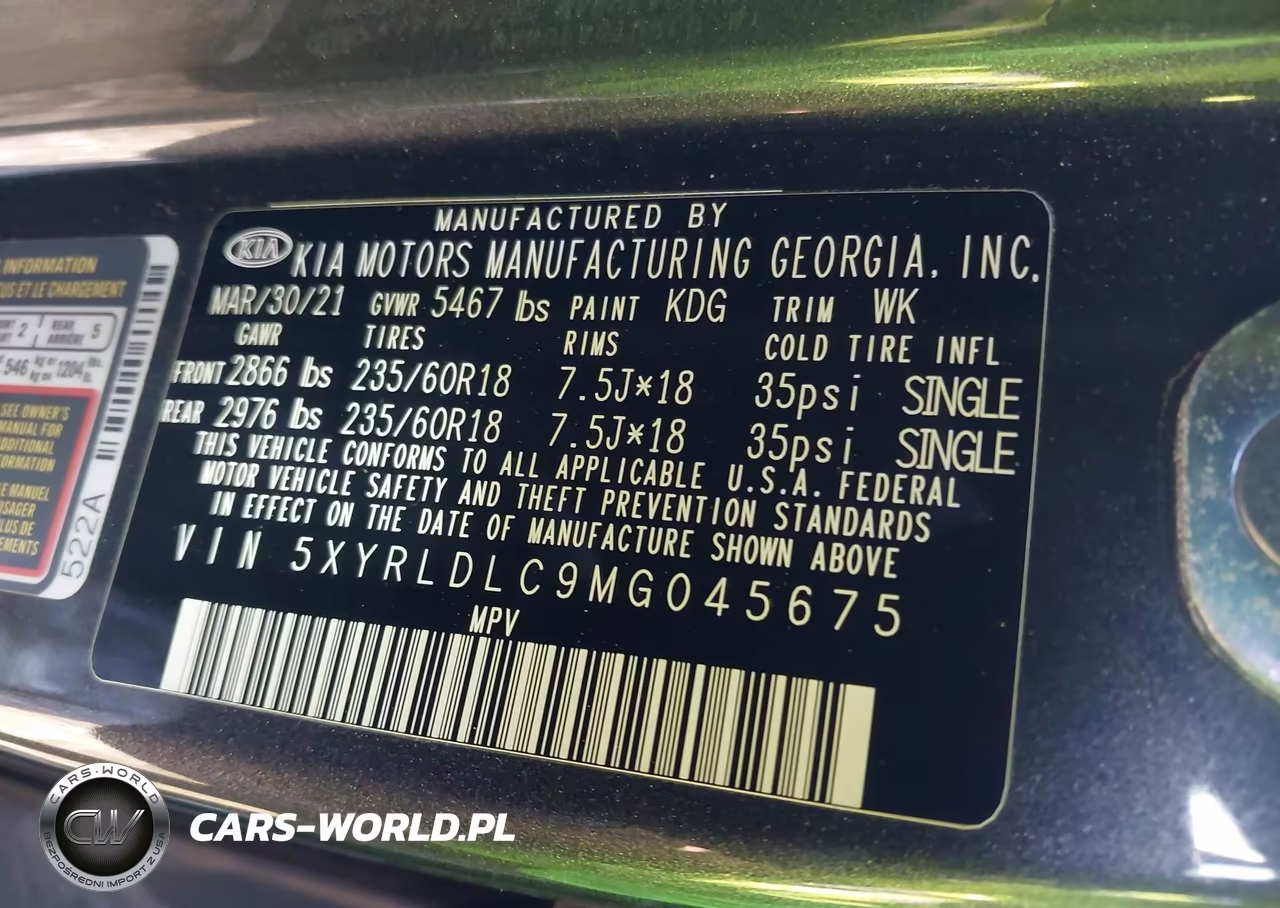 2021 Kia Sorento S VIN:5XYRLDLC9MG045675 - 9