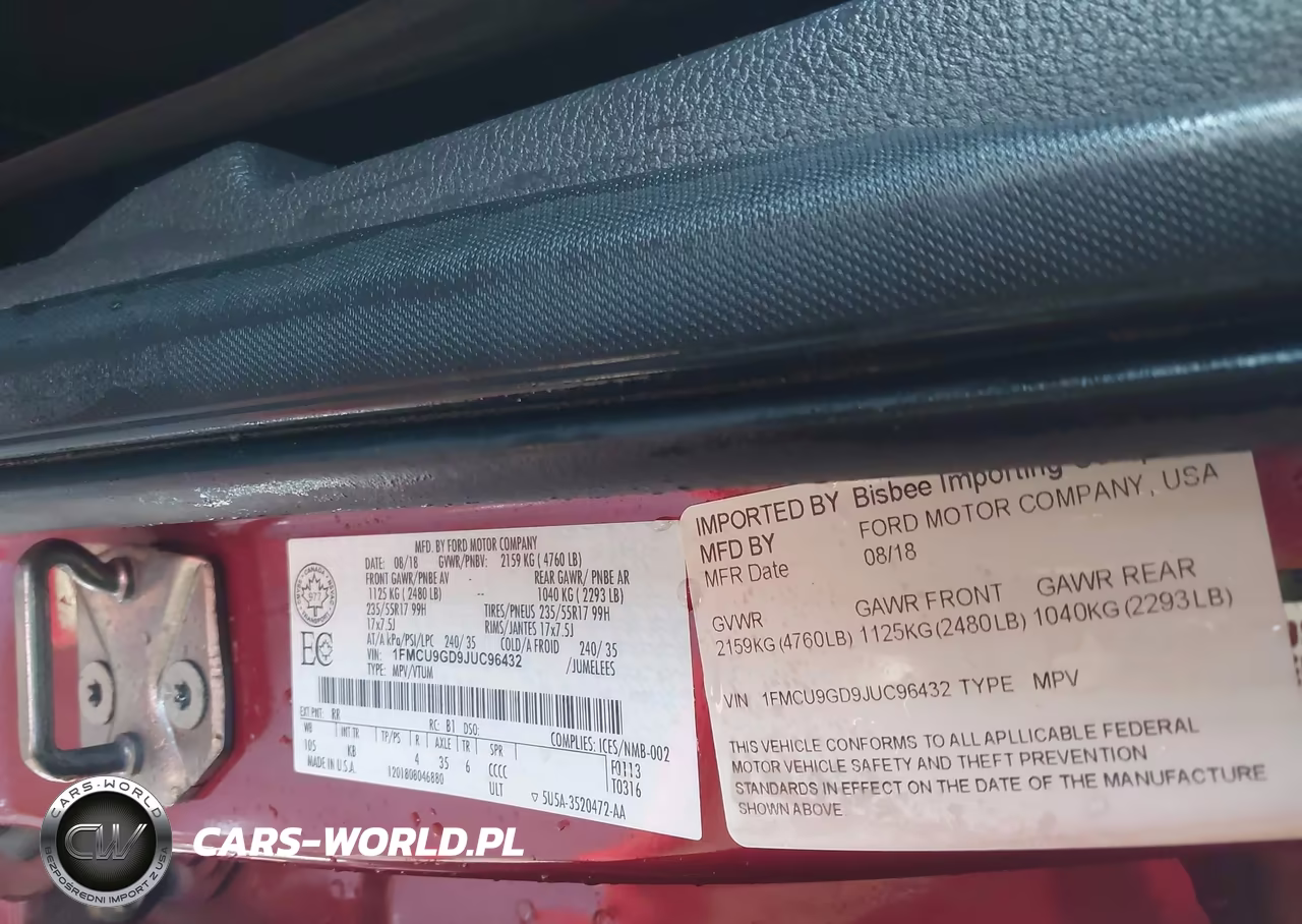 2018 Ford Escape Se VIN:1FMCU9GD9JUC96432 - 9