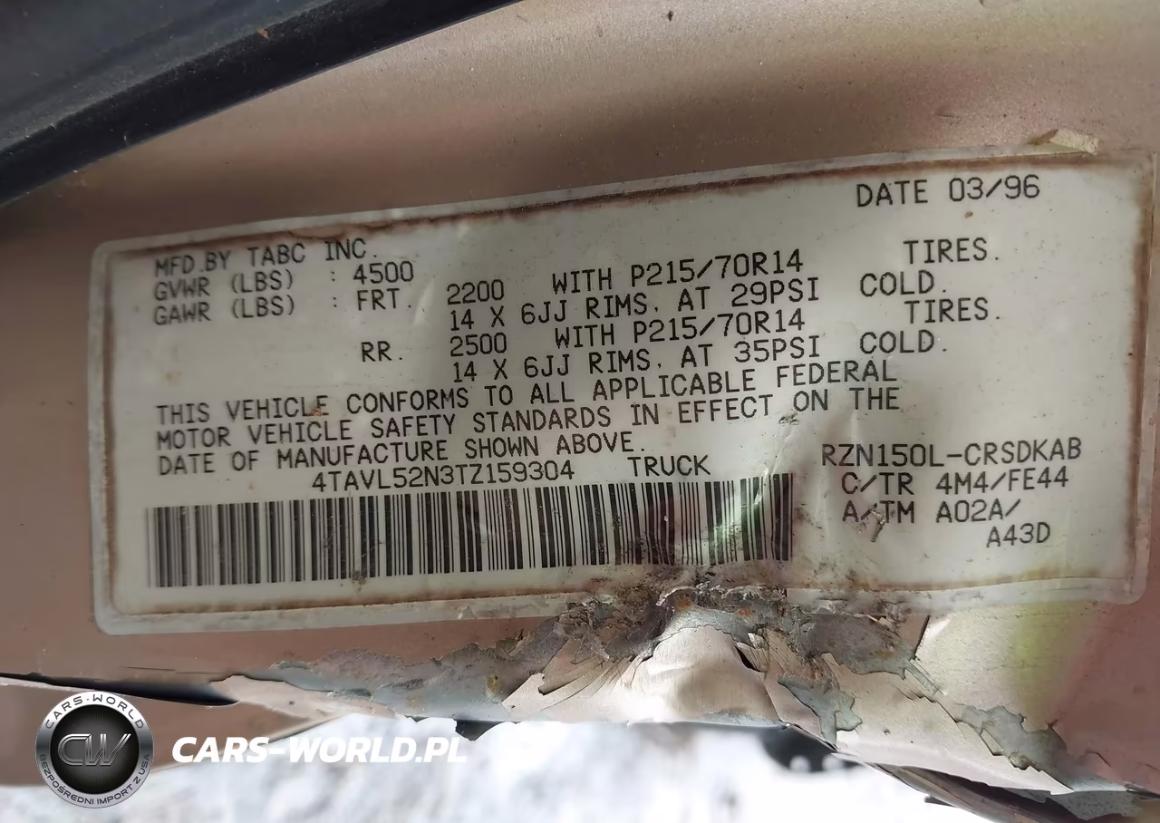1996 Toyota Tacoma Xtracab VIN:4TAVL52N3TZ159304 - 9