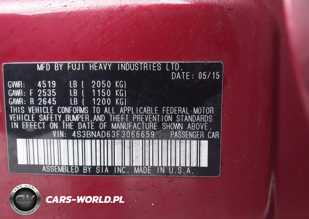 2015 Subaru Legacy 2.5I Premium VIN:4S3BNAD63F3066659 - 9