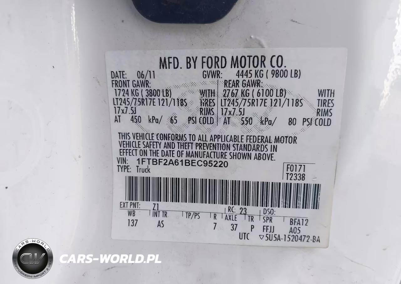 2011 Ford F-250 Xl VIN:1FTBF2A61BEC95220 - 9