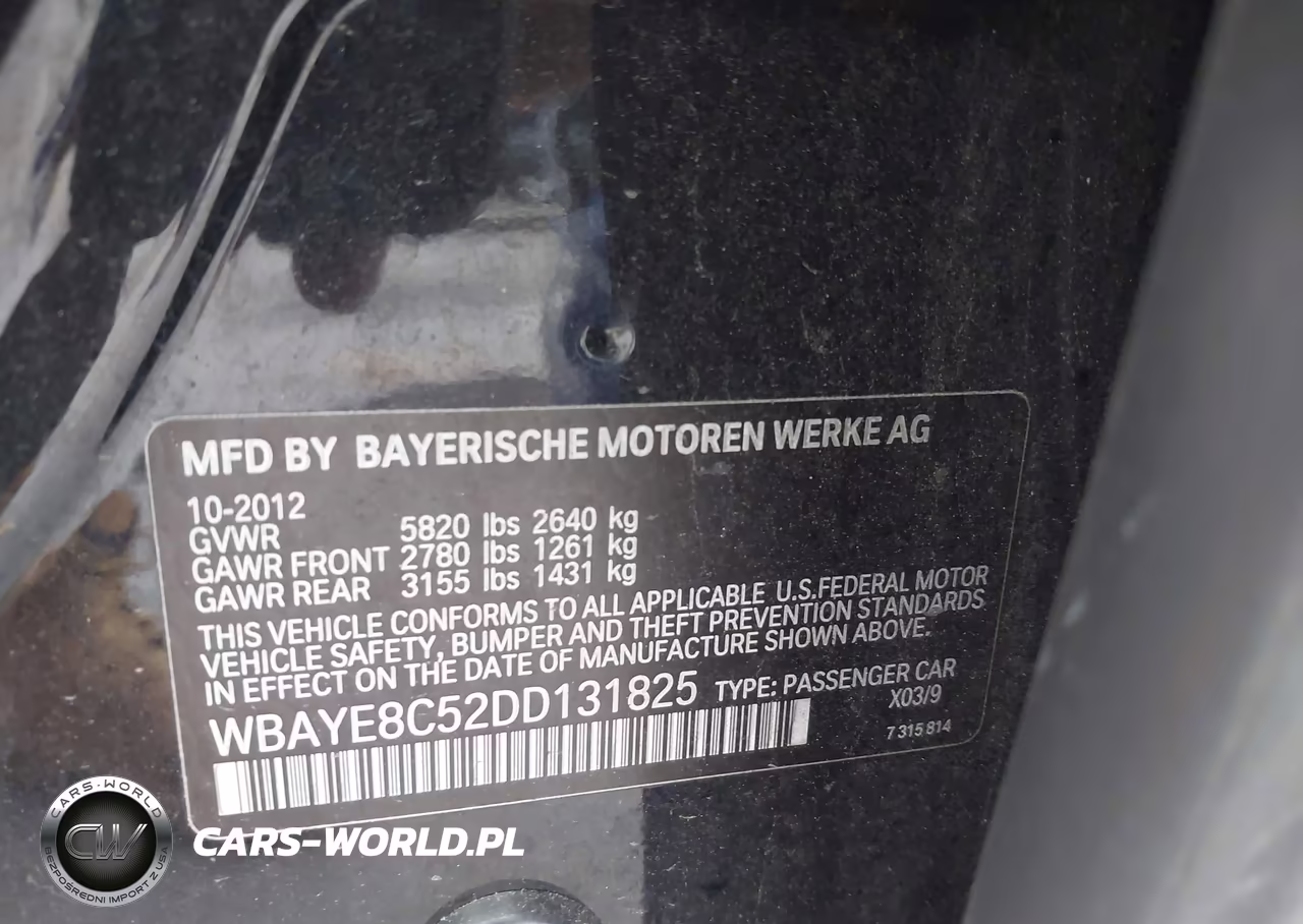 2013 BMW 750Li VIN:WBAYE8C52DD131825 - 9