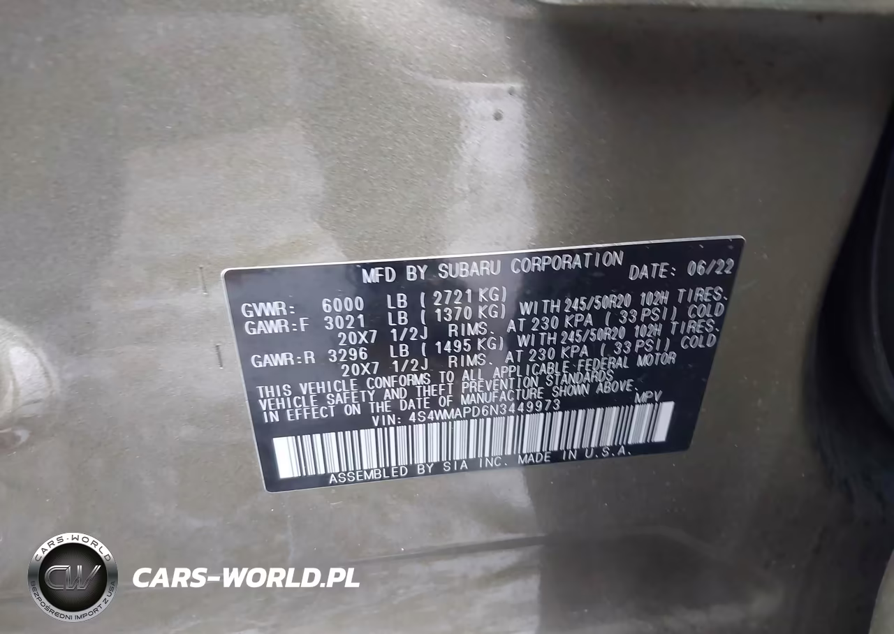 2022 Subaru Ascent Limited VIN:4S4WMAPD6N3449973 - 9