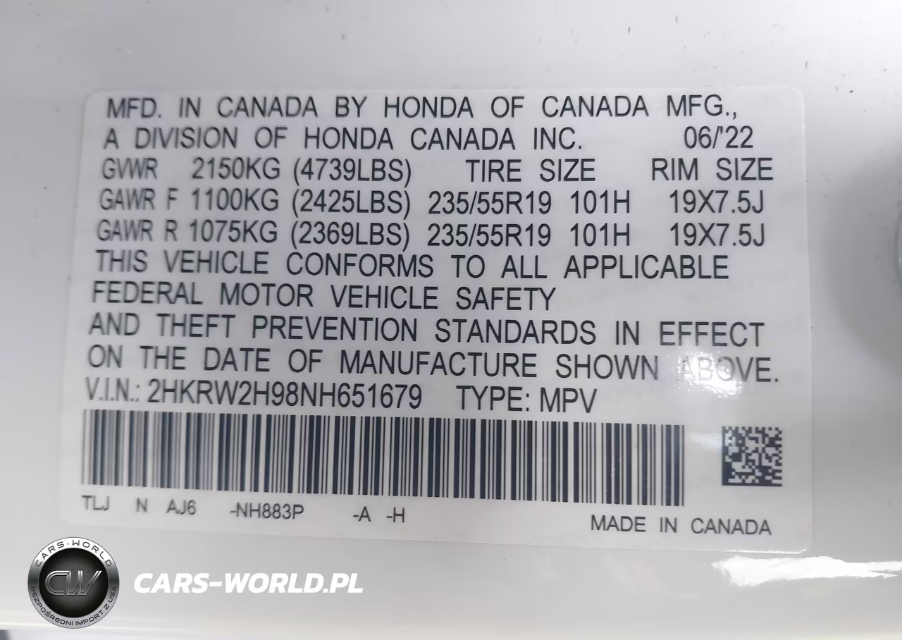 2022 Honda Cr-V Awd Touring VIN:2HKRW2H98NH651679 - 9