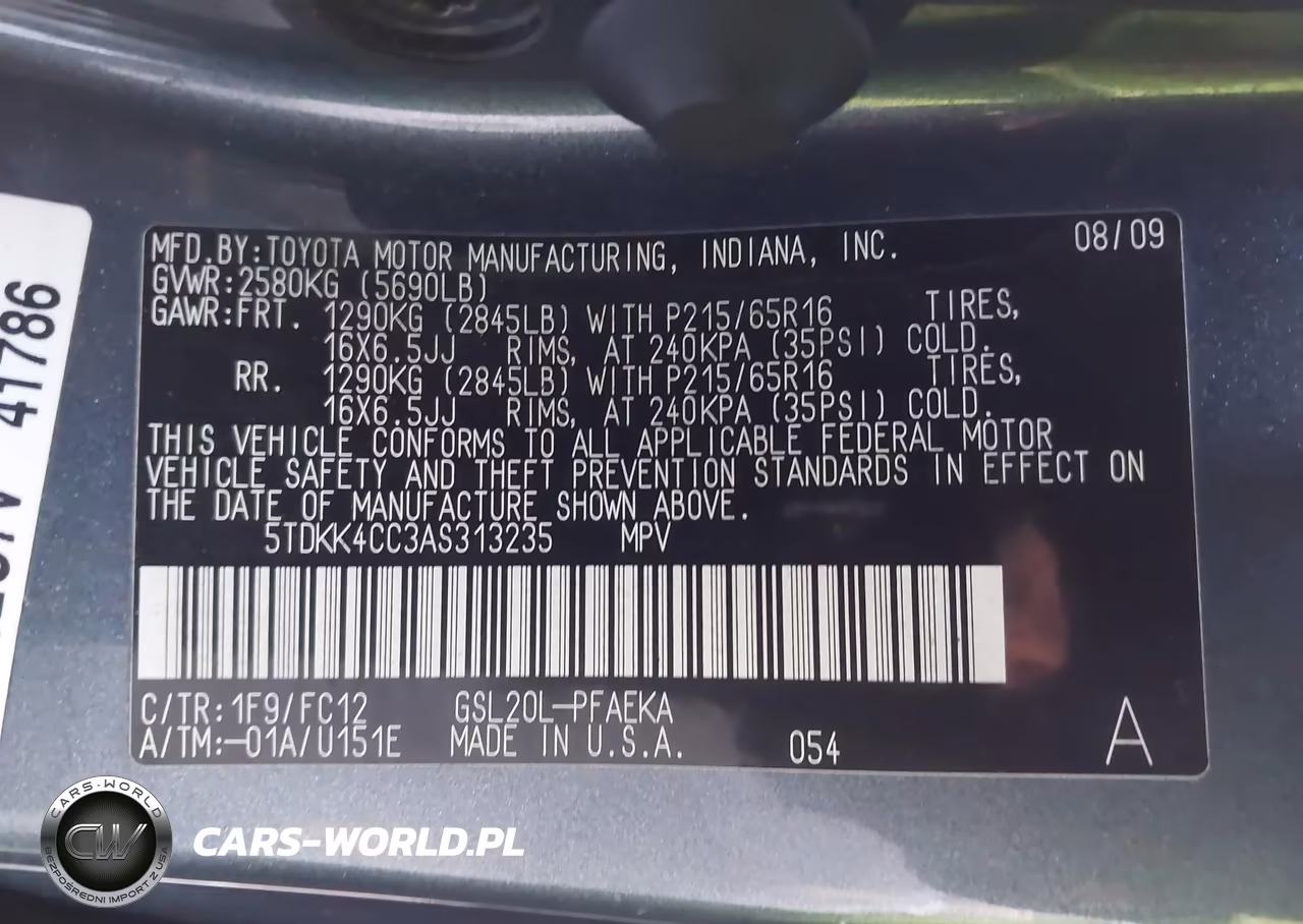 2010 Toyota Sienna Le VIN:5TDKK4CC3AS313235 - 9