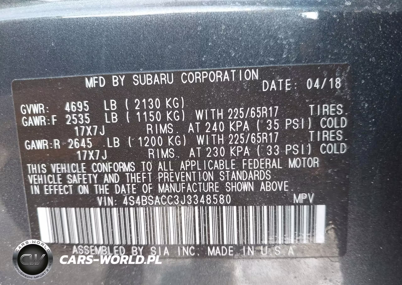 2018 Subaru Outback 2.5I Premium VIN:4S4BSACC3J3348580 - 9