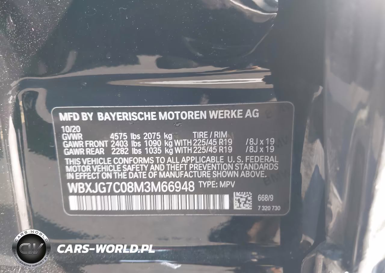 2021 BMW X1 Sdrive28I VIN:WBXJG7C08M3M66948 - 9