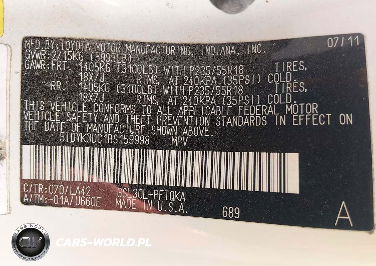 2011 Toyota Sienna Limited V6 VIN:5TDYK3DC1BS159998 - 9
