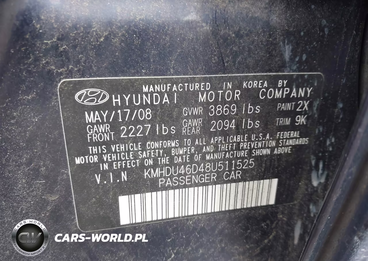 2008 Hyundai Elantra Gls-Se VIN:KMHDU46D48U511525 - 9