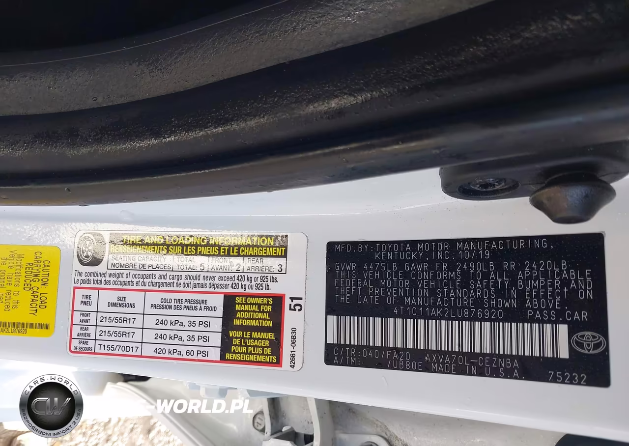 2020 Toyota Camry Le VIN:4T1C11AK2LU876920 - 9