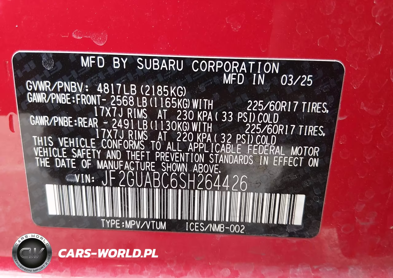 2025 Subaru Crosstrek VIN:JF2GUABC6SH264426 - 9