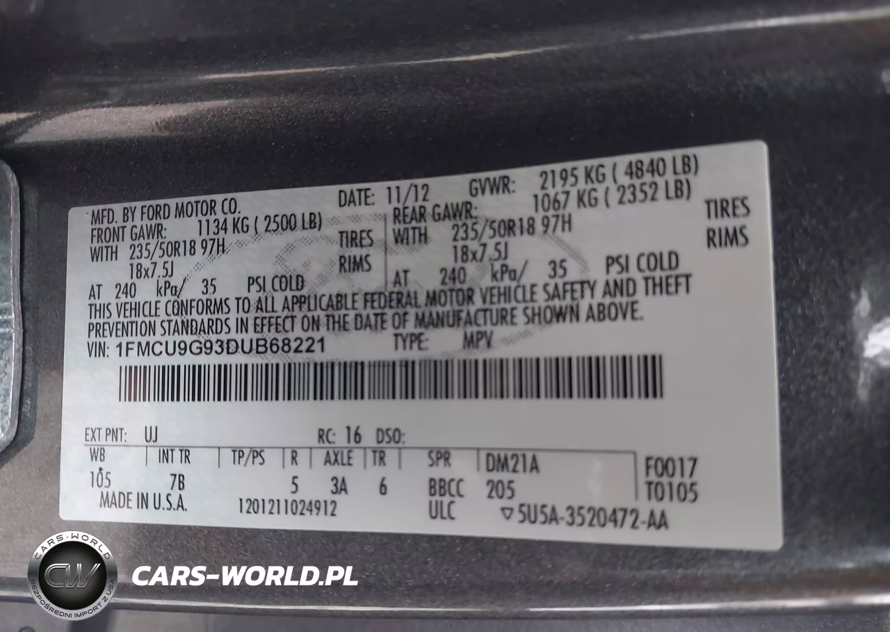 2013 Ford Escape Se VIN:1FMCU9G93DUB68221 - 9