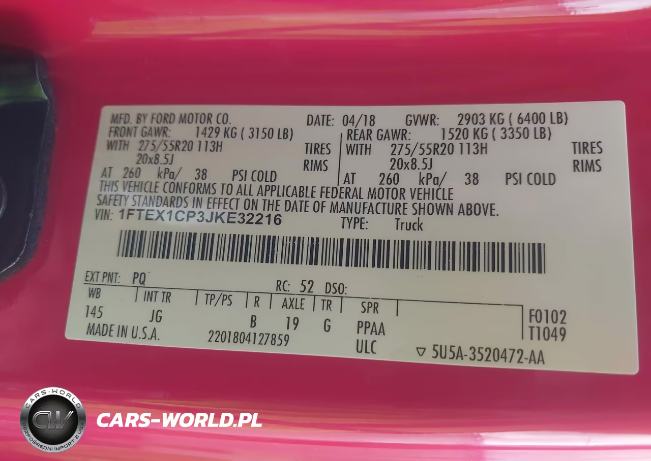 2018 Ford F-150 Xl VIN:1FTEX1CP3JKE32216 - 9