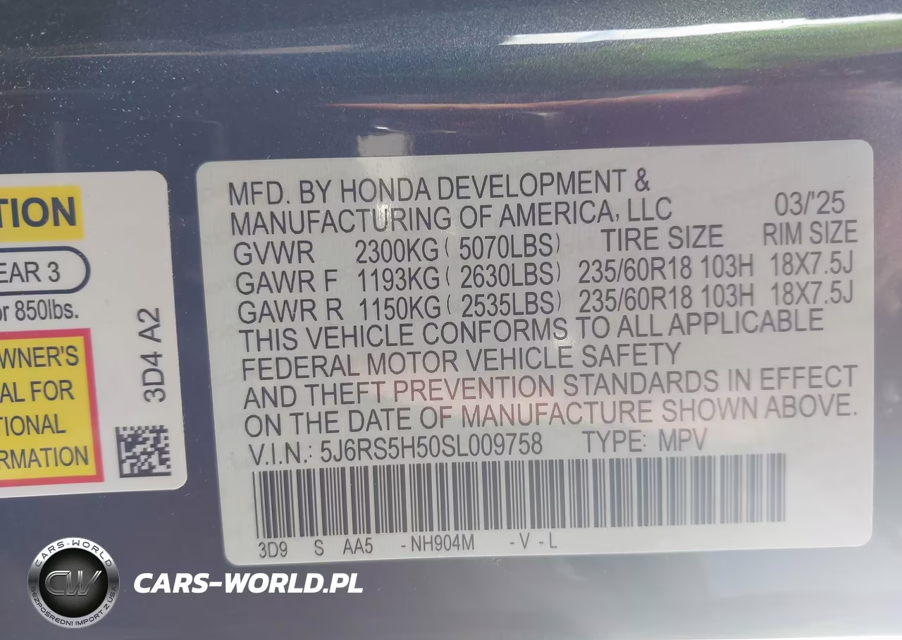 2025 Honda Cr-V Hybrid Sport VIN:5J6RS5H50SL009758 - 9