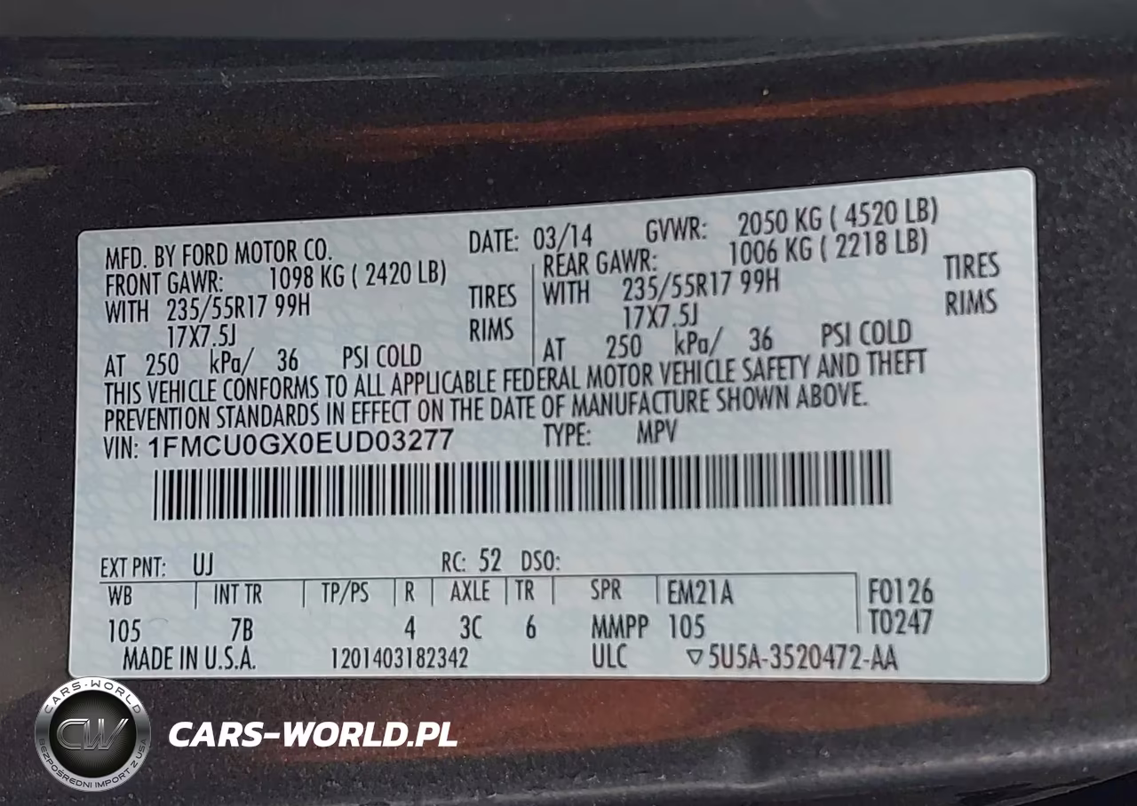 2014 Ford Escape Se VIN:1FMCU0GX0EUD03277 - 9