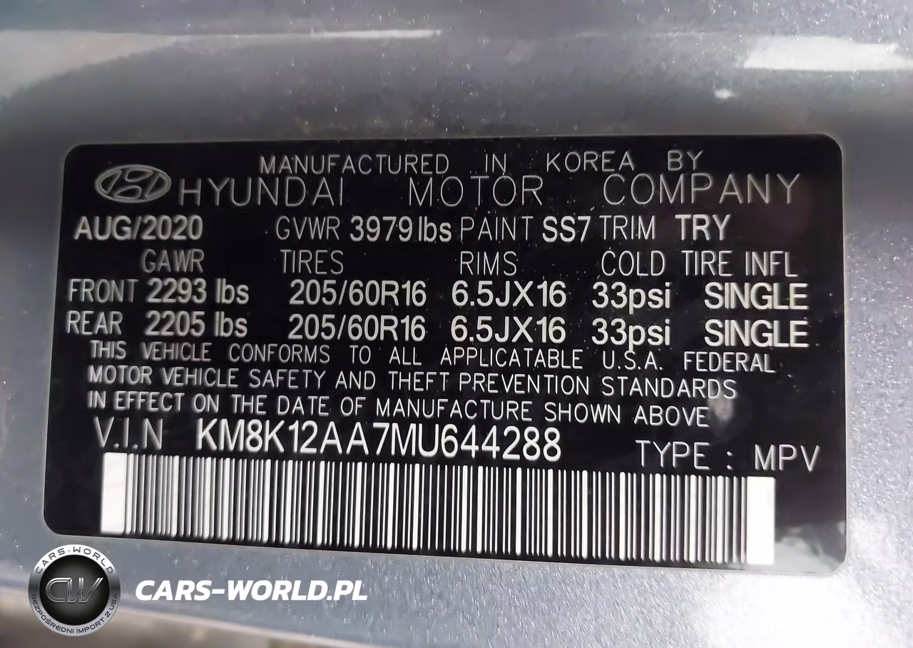 2021 Hyundai Kona Se VIN:KM8K12AA7MU644288 - 9