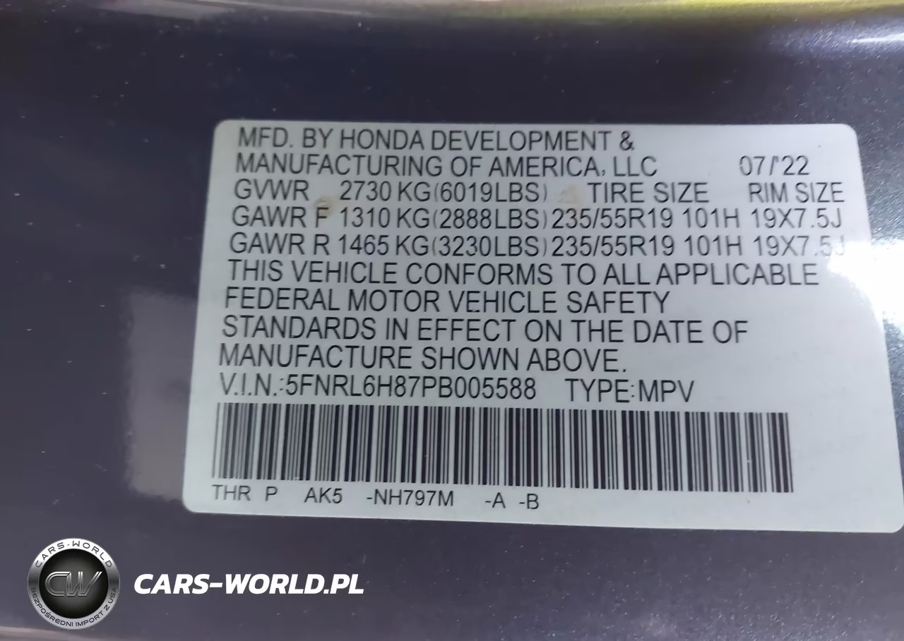 2023 Honda Odyssey Touring VIN:5FNRL6H87PB005588 - 9