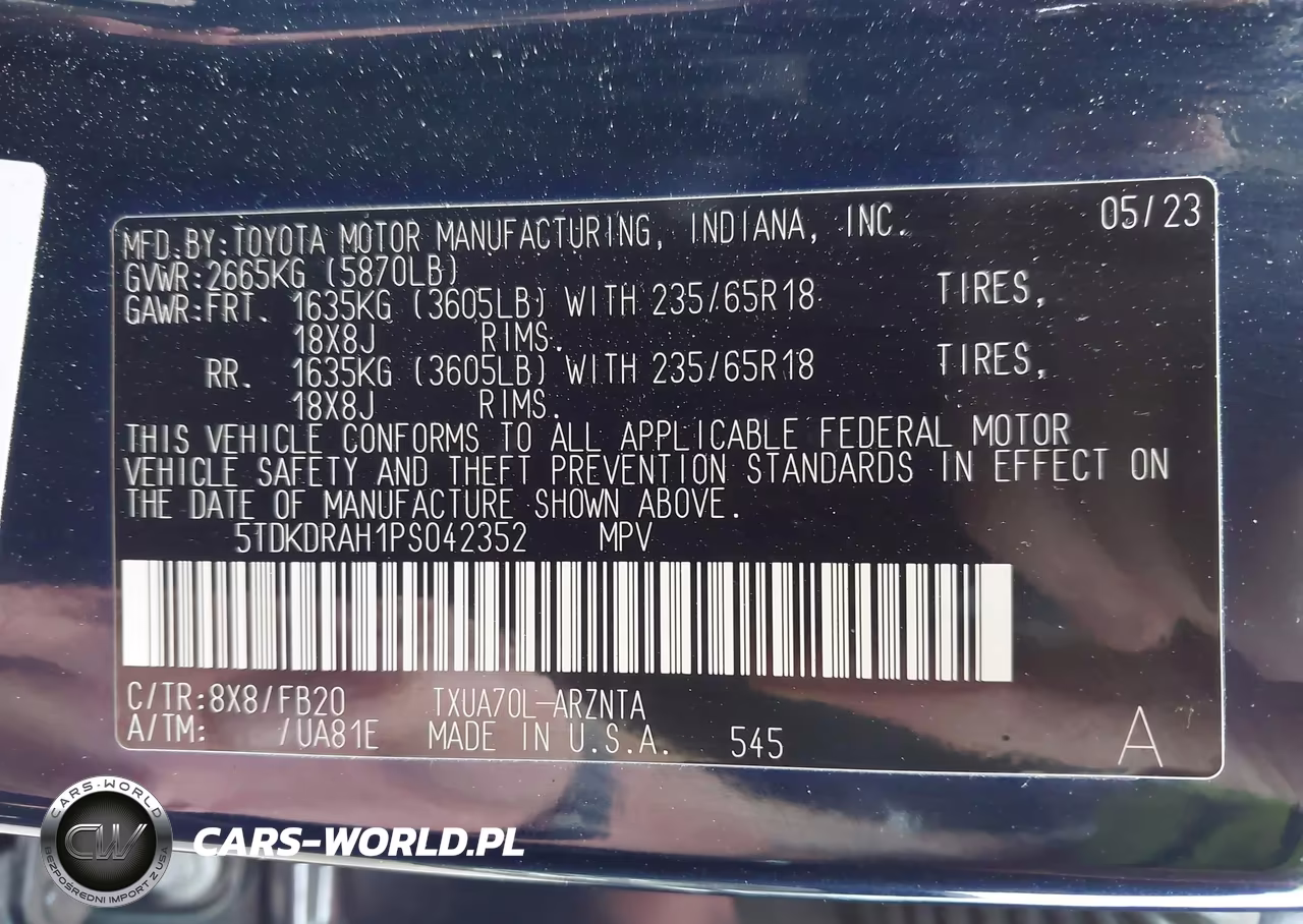 2023 Toyota Highlander Le VIN:5TDKDRAH1PS042352 - 9