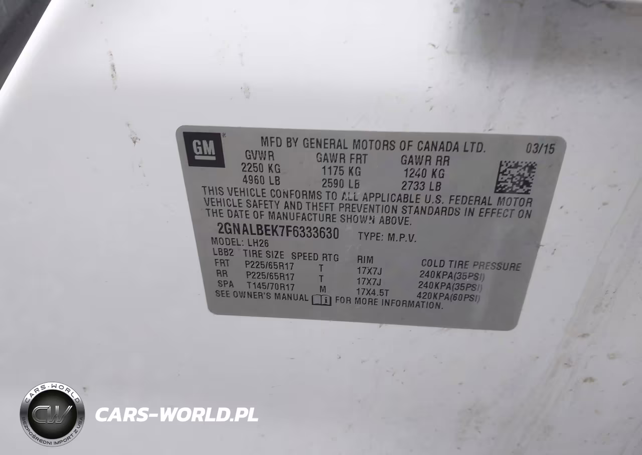 2015 Chevrolet Equinox 1Lt VIN:2GNALBEK7F6333630 - 13