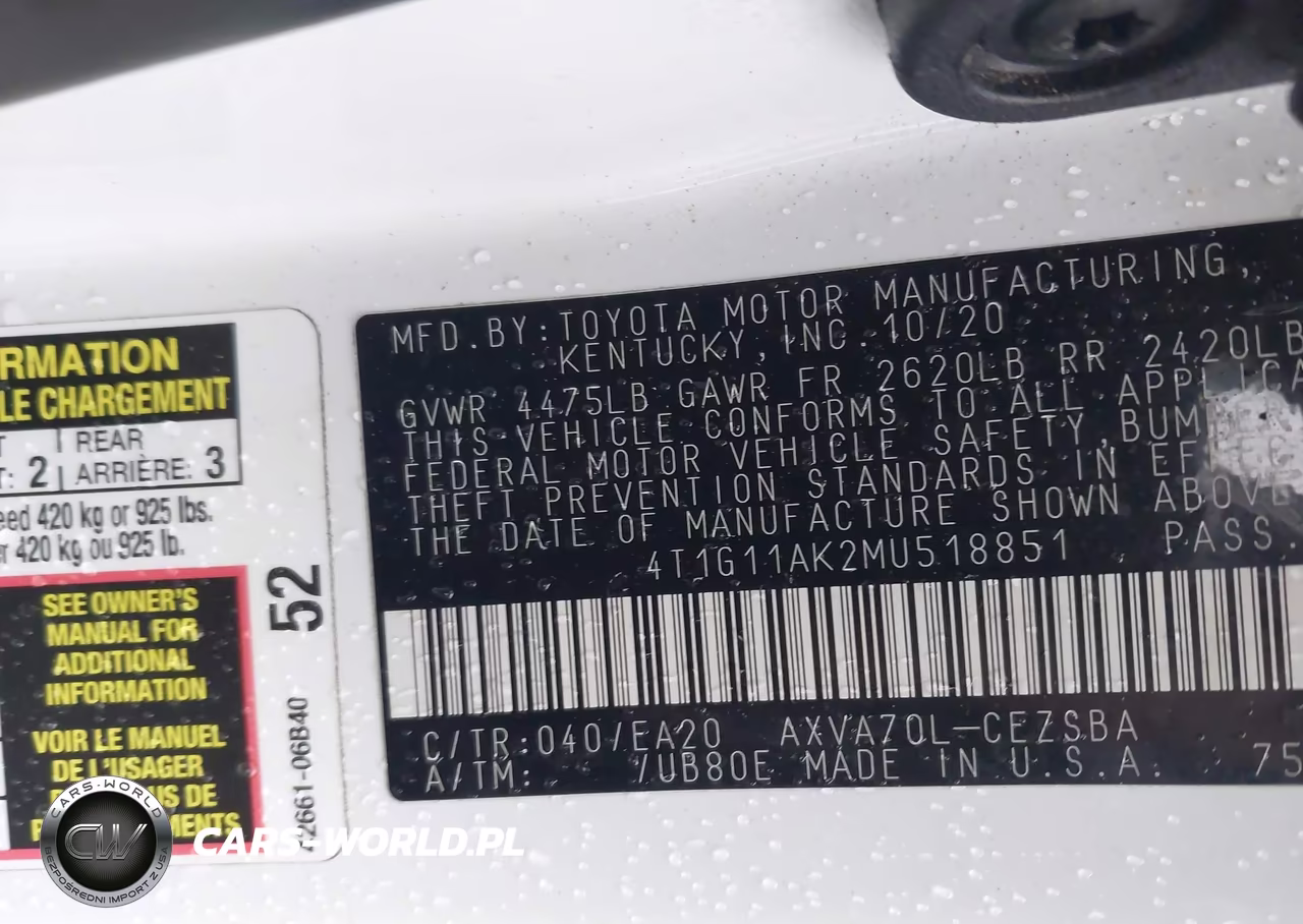 2021 Toyota Camry Se VIN:4T1G11AK2MU518851 - 9