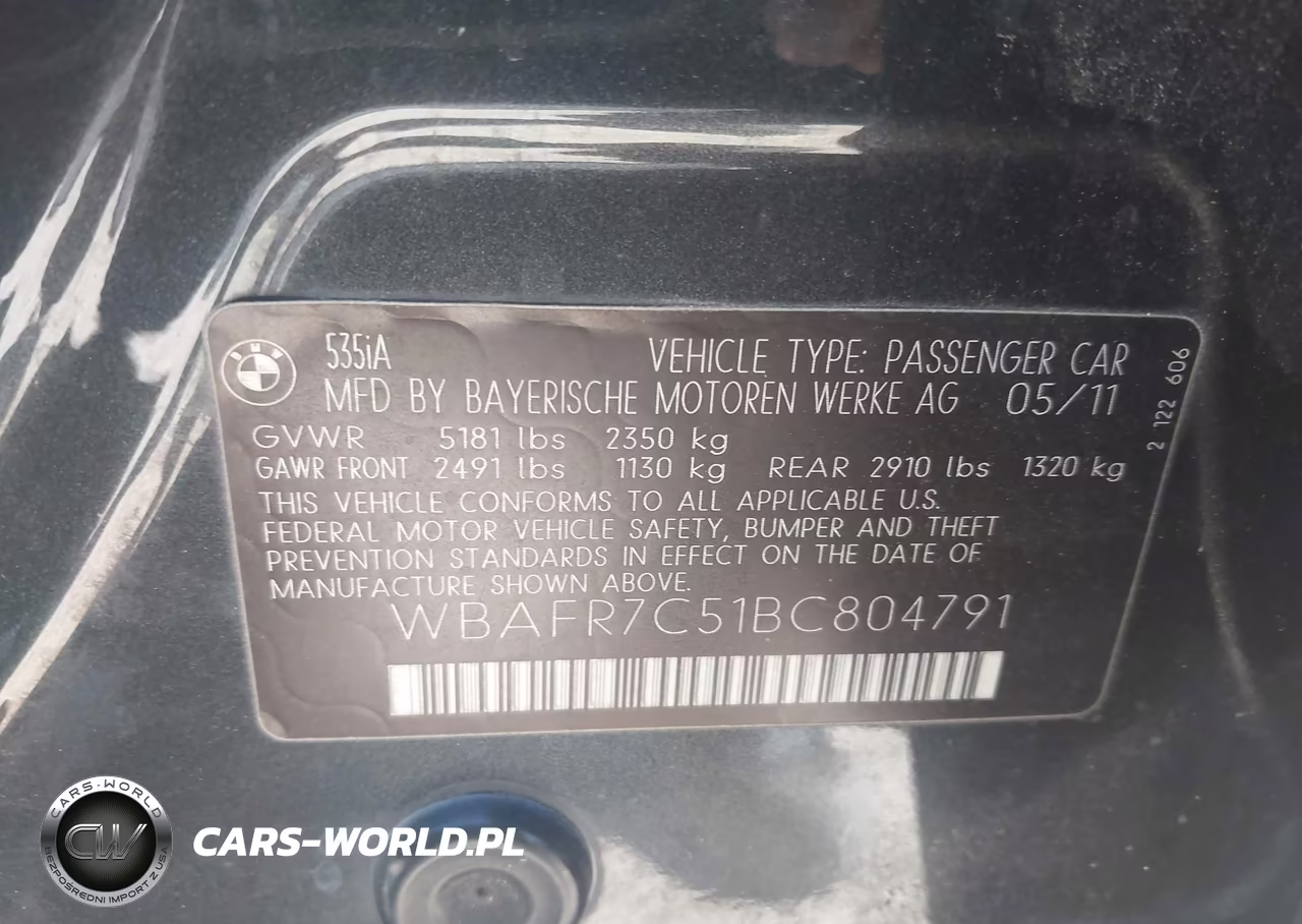 2011 BMW 535I VIN:WBAFR7C51BC804791 - 9