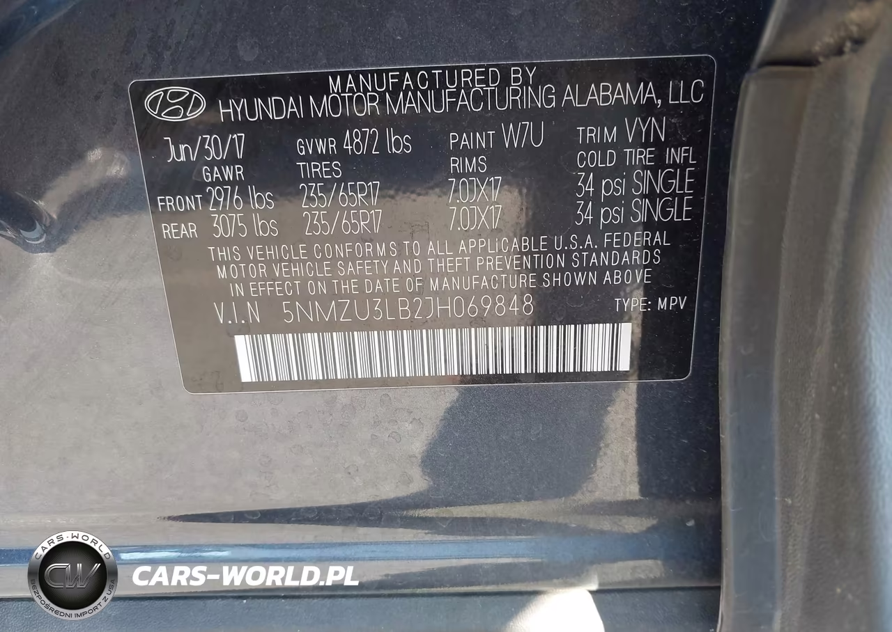2018 Hyundai Santa Fe Sport 2.4L VIN:5NMZU3LB2JH069848 - 9