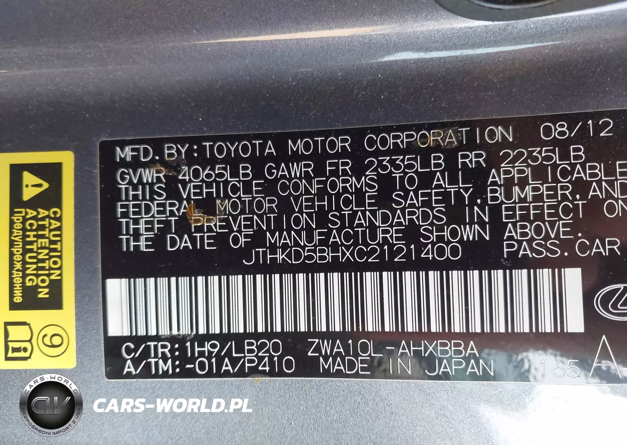 2012 Lexus Ct 200H Premium VIN:JTHKD5BHXC2121400 - 9