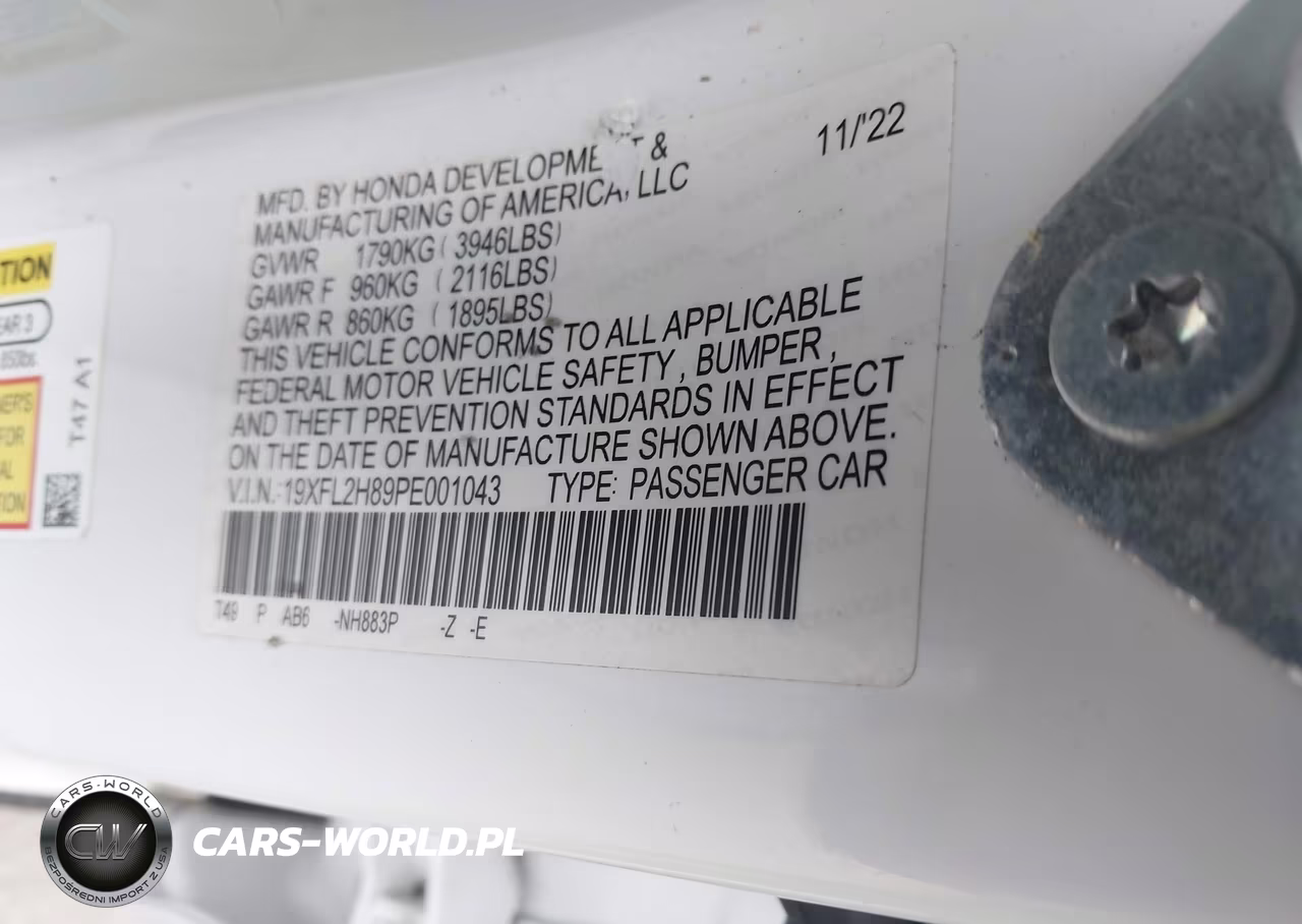 2023 Honda Civic Sport VIN:19XFL2H89PE001043 - 9