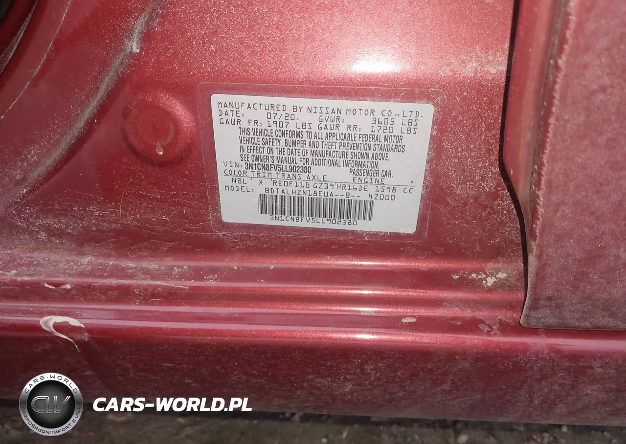 2020 Nissan Versa Sr Xtronic Cvt VIN:3N1CN8FV5LL902380 - 9
