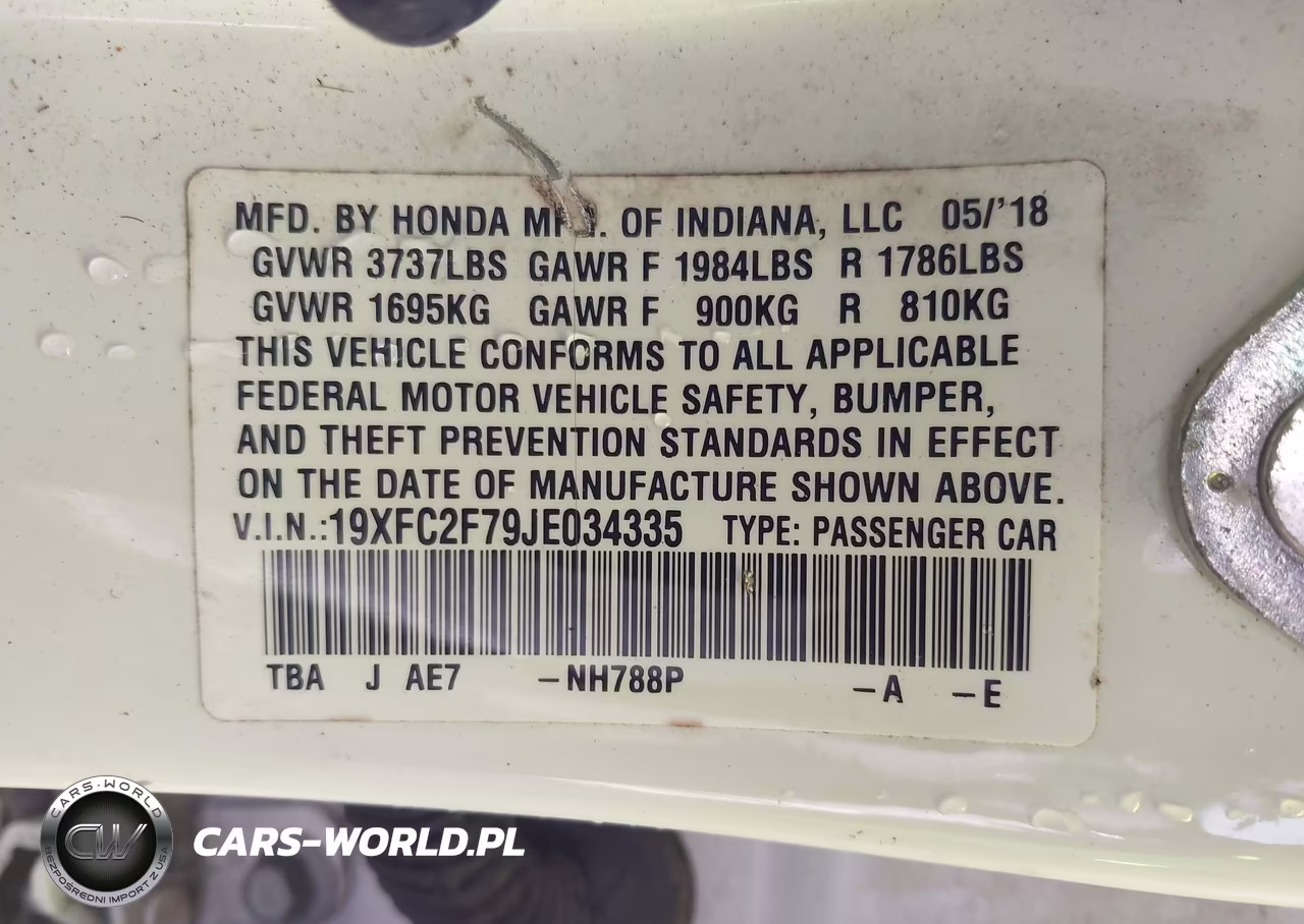 2018 Honda Civic Ex VIN:19XFC2F79JE034335 - 9