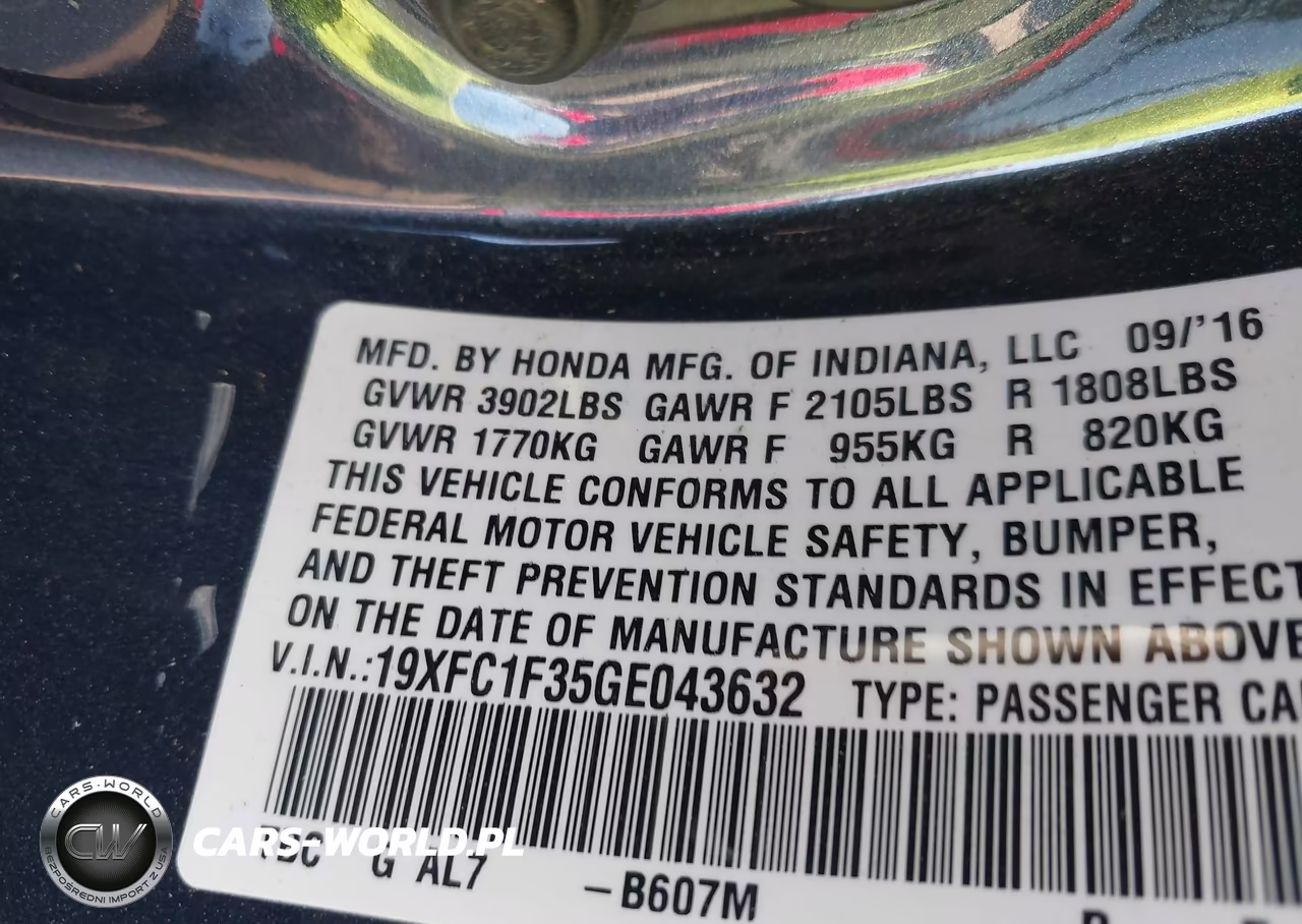 2016 Honda Civic Ex-T VIN:19XFC1F35GE043632 - 9