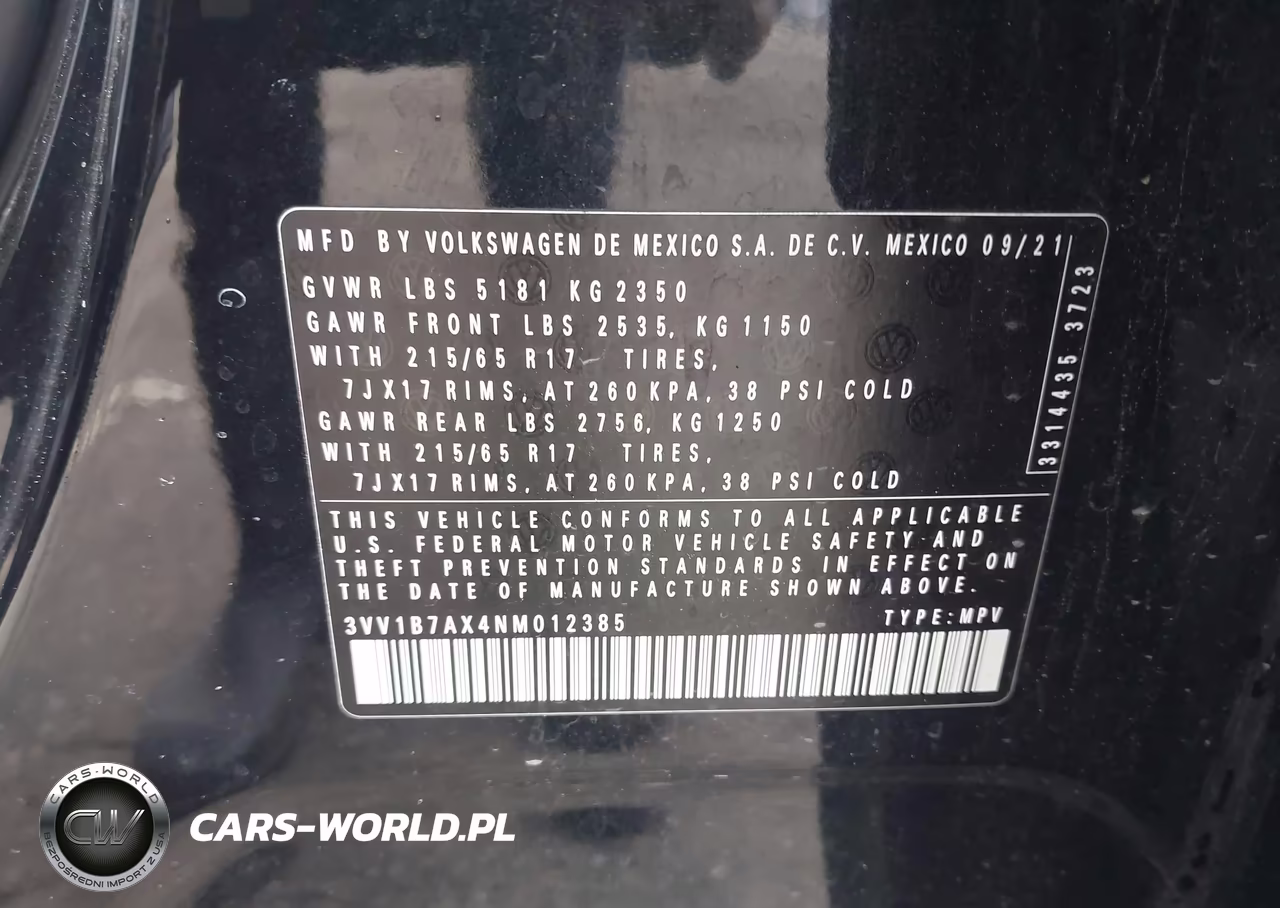 2022 Volkswagen Tiguan 2.0T S VIN:3VV1B7AX4NM012385 - 9