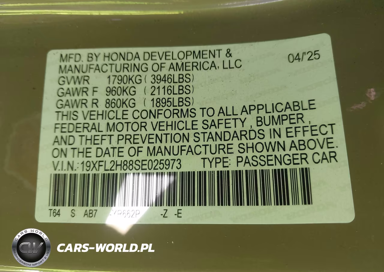 2025 Honda Civic Sedan Sport VIN:19XFL2H88SE025973 - 9