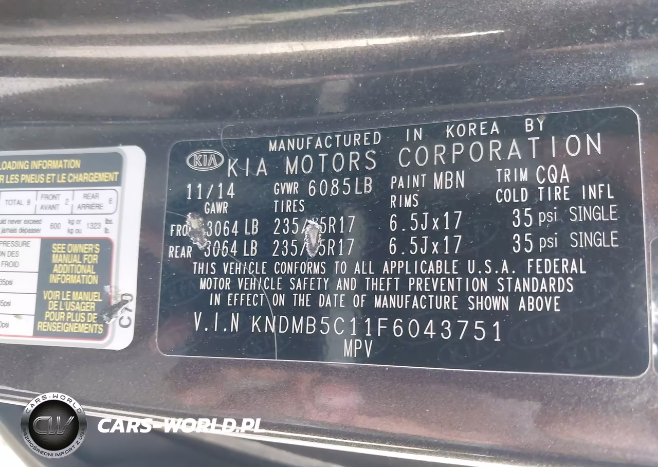 2015 Kia Sedona Lx VIN:KNDMB5C11F6043751 - 9