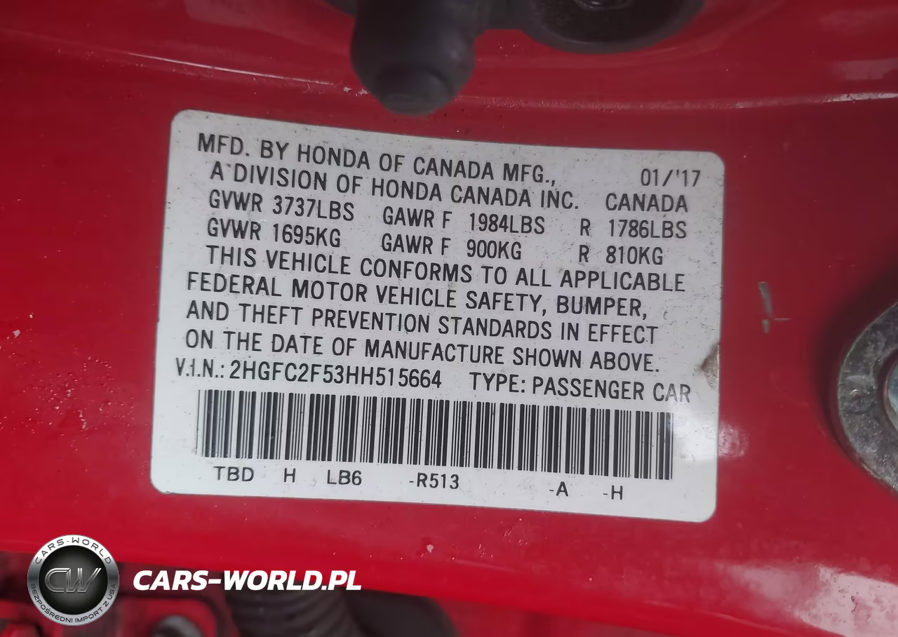 2017 Honda Civic Lx VIN:2HGFC2F53HH515664 - 9