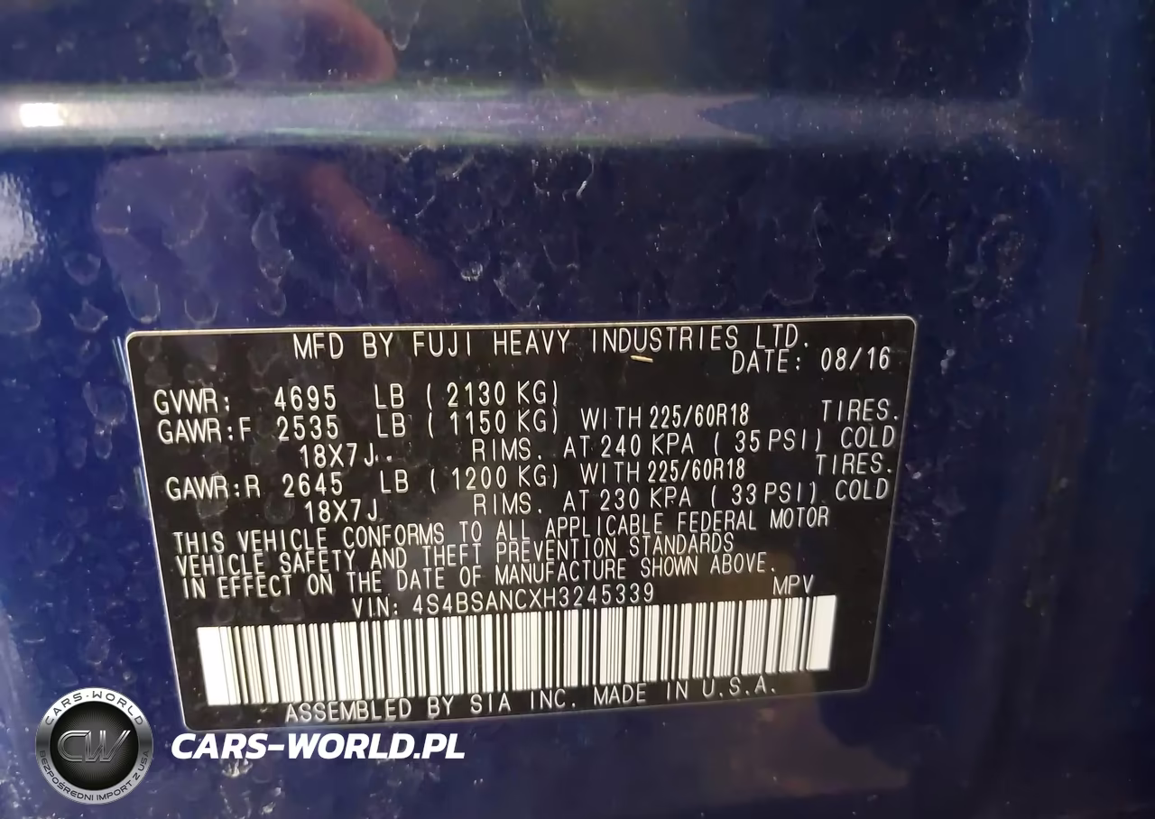 2017 Subaru Outback 2.5I Limited VIN:4S4BSANCXH3245339 - 9