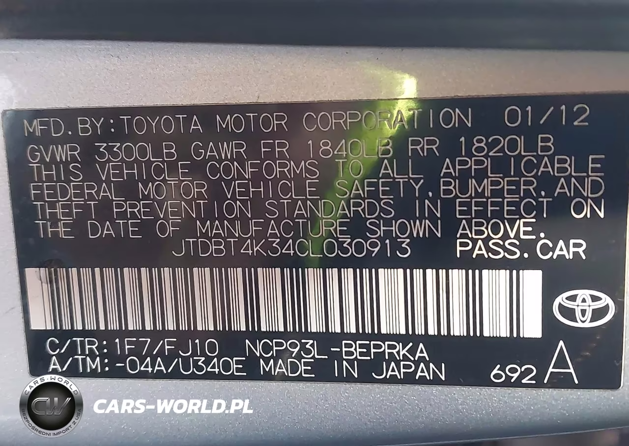 2012 Toyota Yaris VIN:JTDBT4K34CL030913 - 9