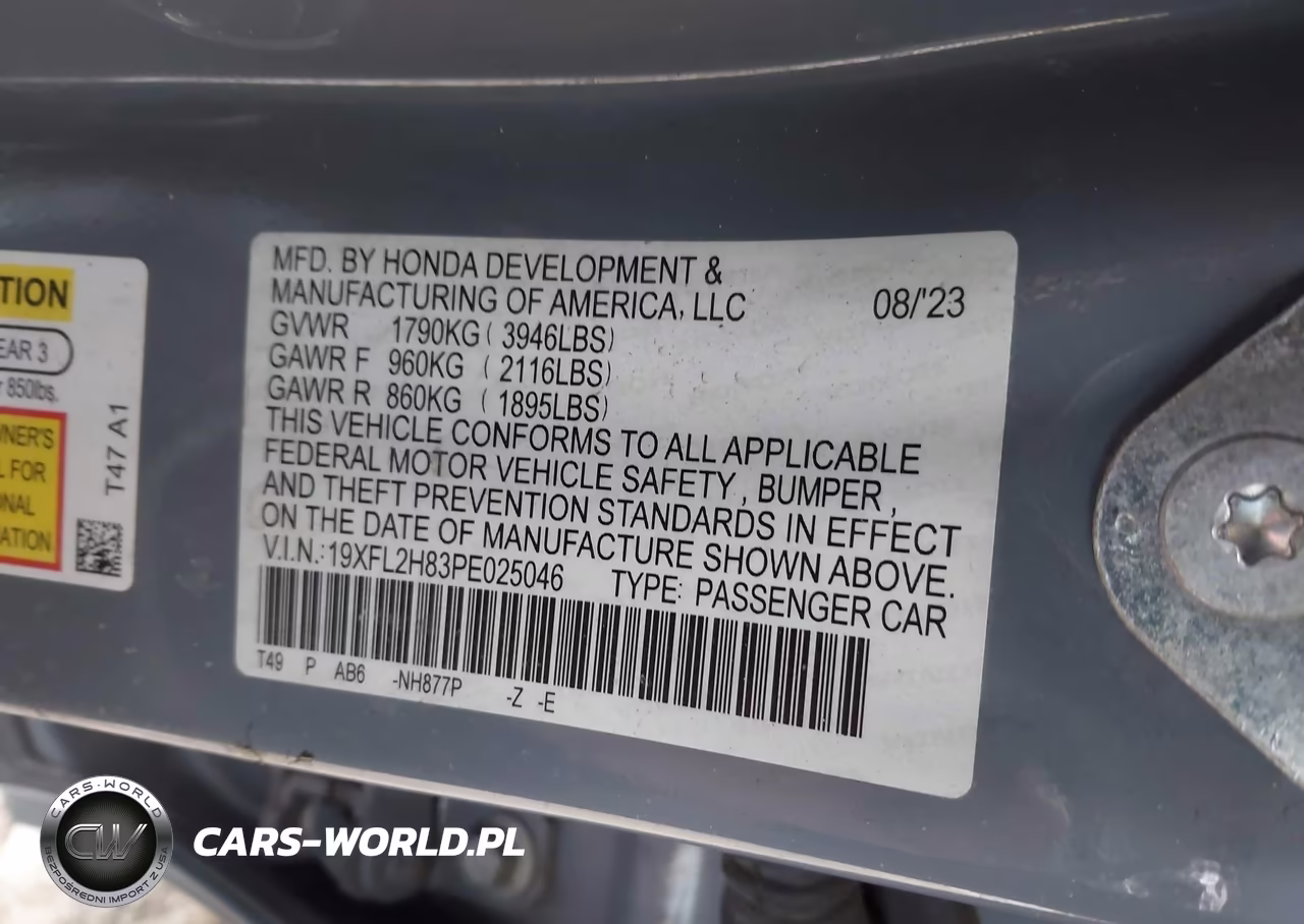 2023 Honda Civic Sport VIN:19XFL2H83PE025046 - 9